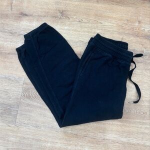 aerie Black Ribbed Hoodie with Label Detail